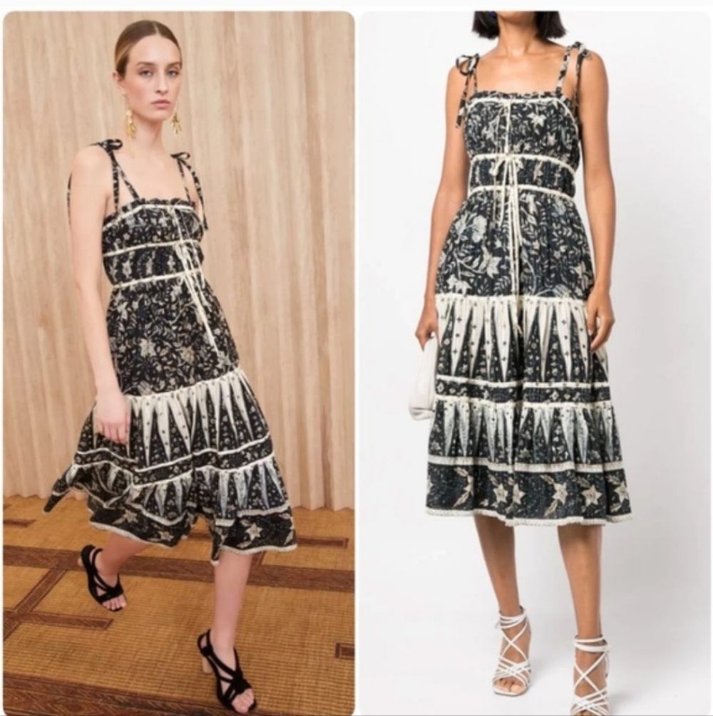 Ulla Johnson Indah Rainforest Tier Sundress Tie Shoulder - Picture 2 of 16